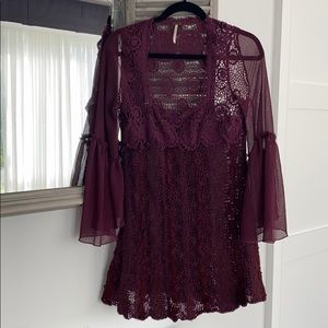 Free people Long-sleeved knitted crocheted dress